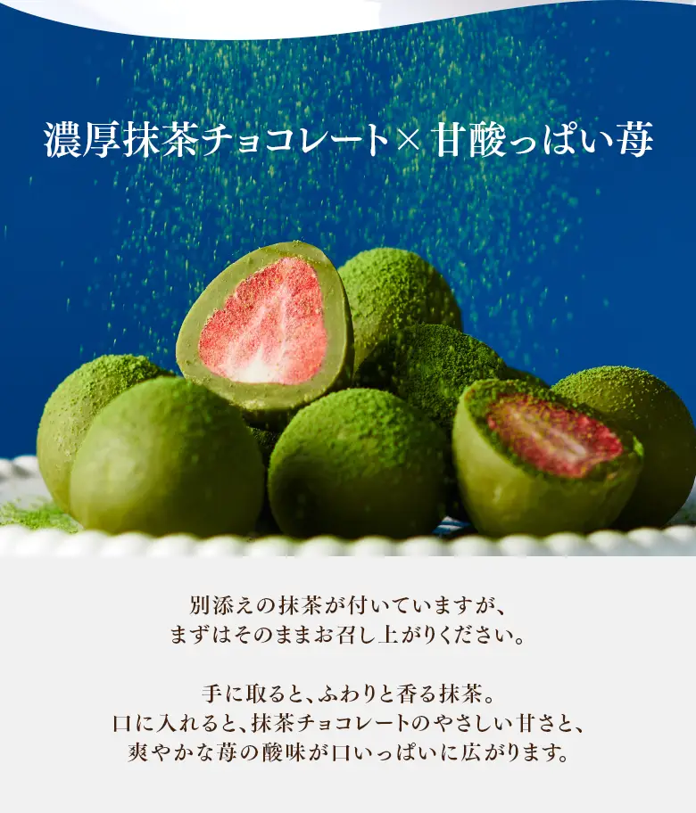 濃厚抹茶チョコレート×甘酸っぱい苺